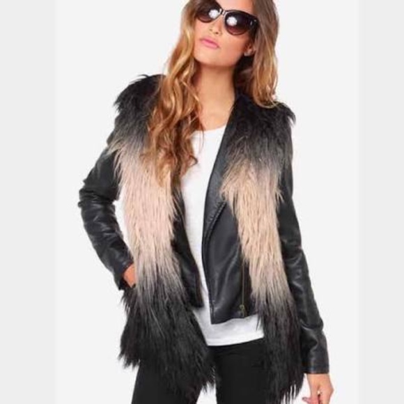 Blank NYC Black and Cream Faux Fur Vest - Picture 1 of 3